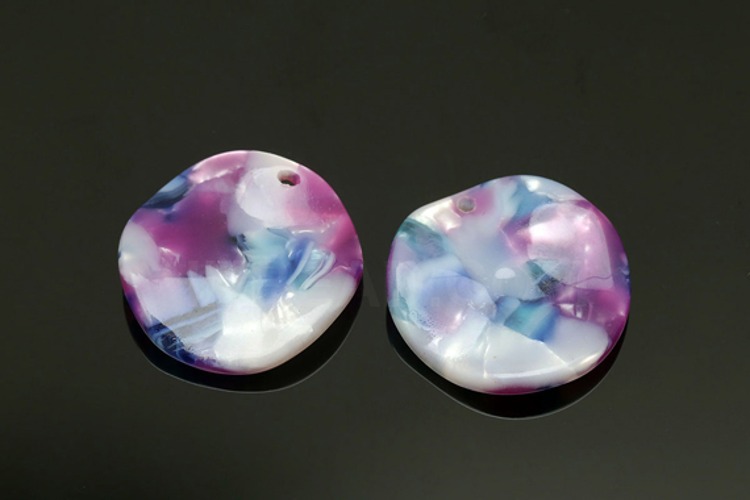 H1219-Celluloid Coin-(2pcs)-Celluloid 20mm Coin Pendant-Purple Mix Coin Charms, [PRODUCT_SEARCH_KEYWORD], JEWELFINGER-INBEAD, [CURRENT_CATE_NAME]