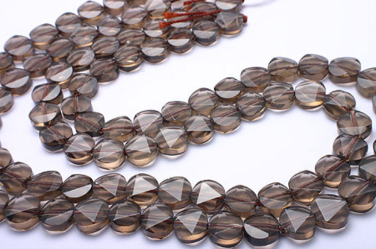 [W] G080-Smokey Quartz Triangle Cutting Coin Beads 8mm (1strand), [PRODUCT_SEARCH_KEYWORD], JEWELFINGER-INBEAD, [CURRENT_CATE_NAME]