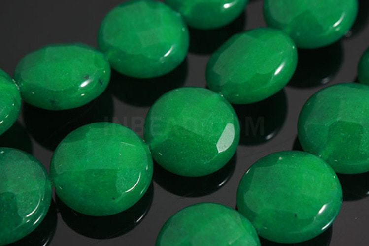 [W] G078-Green Color Chalcedony Faceted Flat Coin Beads12 mm (1strand), [PRODUCT_SEARCH_KEYWORD], JEWELFINGER-INBEAD, [CURRENT_CATE_NAME]
