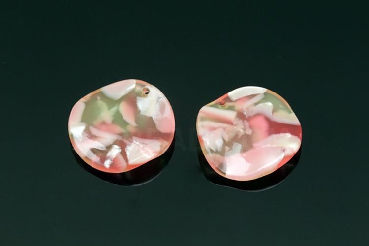 H1220-Celluloid Coin-(2pcs)-Celluloid 20mm Coin Pendant-Pink Mix Coin Charms, [PRODUCT_SEARCH_KEYWORD], JEWELFINGER-INBEAD, [CURRENT_CATE_NAME]