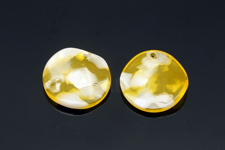 H1217-Celluloid Coin-(2pcs)-Celluloid 20mm Coin Pendant-Yellow Mix Coin Charms, [PRODUCT_SEARCH_KEYWORD], JEWELFINGER-INBEAD, [CURRENT_CATE_NAME]