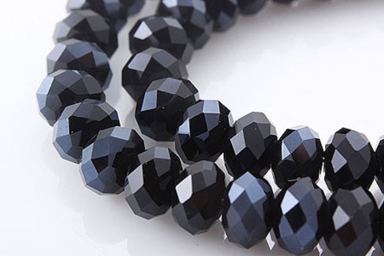[W] G085- Faceted Rondelle Crystal Beads Jet 6mm (1strand), [PRODUCT_SEARCH_KEYWORD], JEWELFINGER-INBEAD, [CURRENT_CATE_NAME]