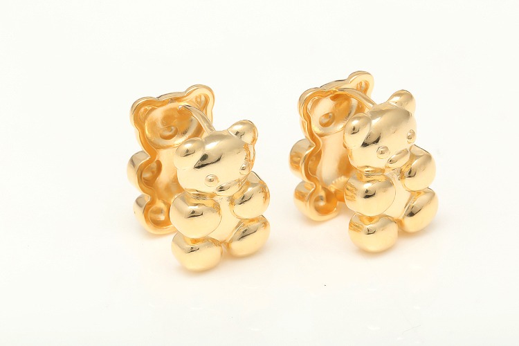 S136-Gold Plated (1pairs)-18*12mm Teddy Bear Lever Back Earrings-Bear Earrings-Nickel Free, [PRODUCT_SEARCH_KEYWORD], JEWELFINGER-INBEAD, [CURRENT_CATE_NAME]