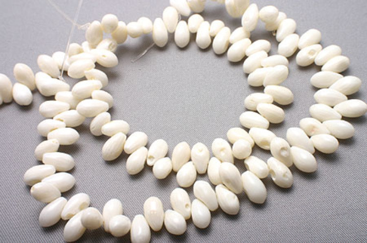 [W] JJ075-White Bamboo Coral Tear Drop Beads 5*9mm (Half strand), [PRODUCT_SEARCH_KEYWORD], JEWELFINGER-INBEAD, [CURRENT_CATE_NAME]