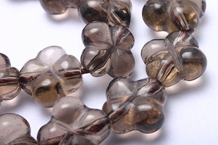 G094 - Smokey Quartz Puff Flower 11mm (4 pieces), [PRODUCT_SEARCH_KEYWORD], JEWELFINGER-INBEAD, [CURRENT_CATE_NAME]