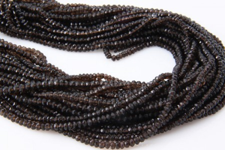 [W] JJ100-Smokey Quartz Faceted Rondelle 3~3.2mm (1strand), [PRODUCT_SEARCH_KEYWORD], JEWELFINGER-INBEAD, [CURRENT_CATE_NAME]